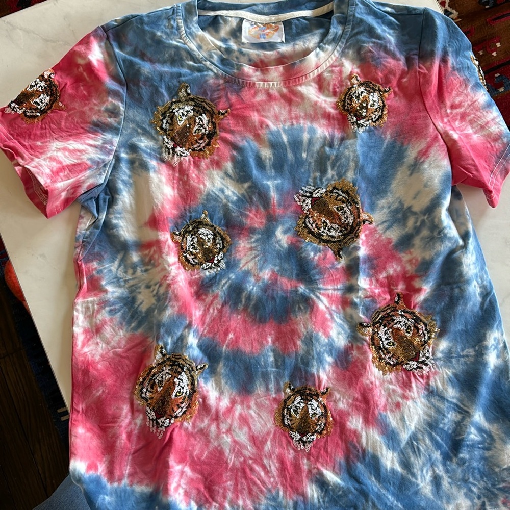 Sparkle City PATRIOTIC TIE DYE TIGER TAKEOVER TEE